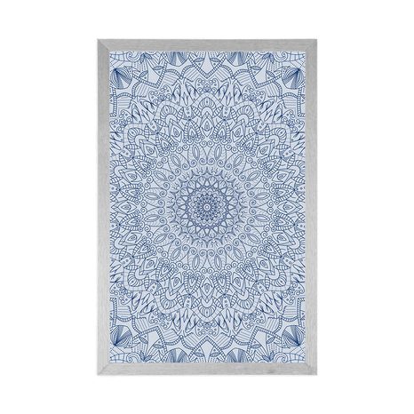 PLAKÁT DETAILNÍ OZDOBNÁ MANDALA V MODRÉ BARVĚ - FENG SHUI - PLAKÁTY