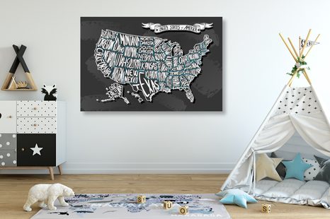 OBRAZ MODERNÍ MAPA USA - OBRAZY MAPY - OBRAZY