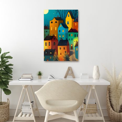 OBRAZ BAREVNÉ DOMKY V NOCI - BAREVNÉ DOMY - PICTURES
