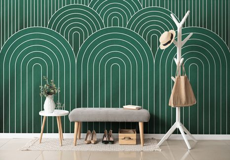 TAPETA ZELENI UZORAK DUGE MID-CENTURY - TAPETE S UZORKOM - TAPETE