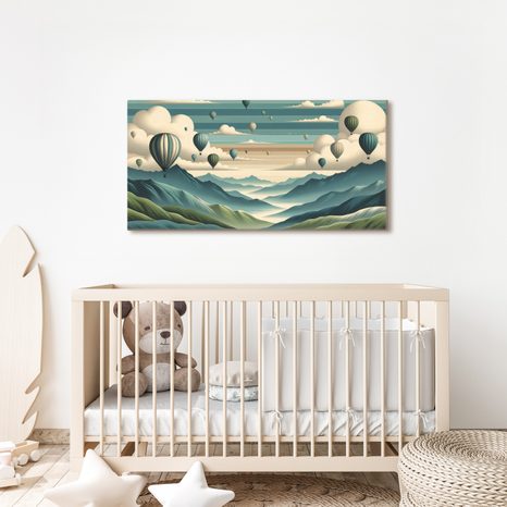 QUADRO SU TELA – VOLO IN MONGOLFIERA SOPRA LE CIME - QUADRI DI NATURA E PAESAGGIO - STAMPE E QUADRI