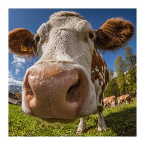 WANDBILD BLICK DER KUH AUF DER WEIDE - WANDBILDER BÜFFEL UND KÜHE - BILDER