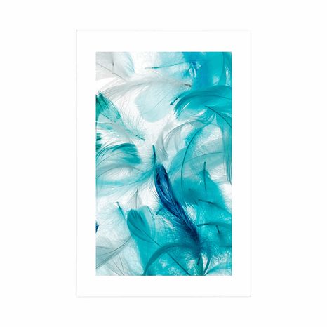 POSTER WITH MOUNT GREEN FEATHERS - STILL LIFE - POSTERS