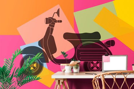 SAMOLEPÍCÍ TAPETA POP ART SKÚTR - SAMOLEPÍCÍ TAPETY - TAPETY