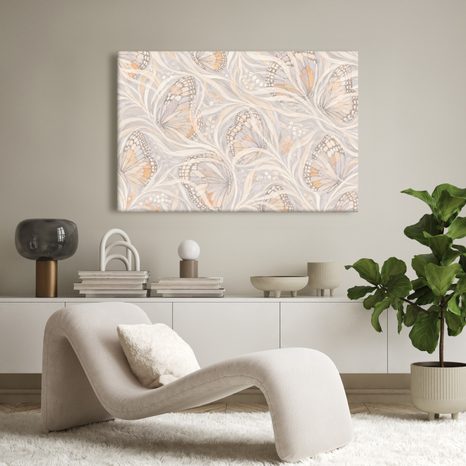 TABLEAU SUR TOILE – PAPILLONS PASTEL DANS UN VOILE - TABLEAUX PAPILLONS - TABLEAUX