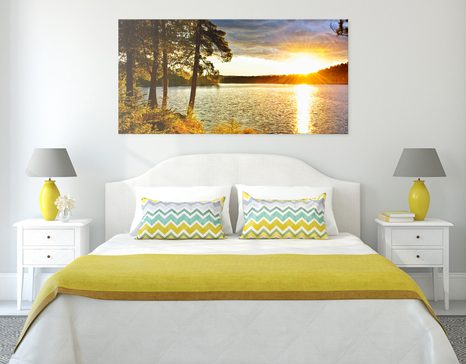 WANDBILD SONNENUNTERGANG ÜBER DEM SEE - BILDER VON NATUR UND LANDSCHAFT - BILDER