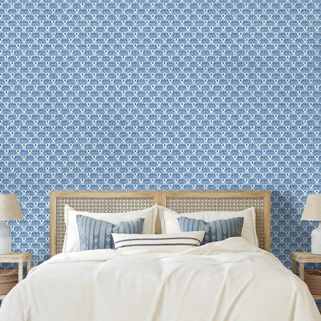 TAPETA MODRÉ GEOMETRICKÉ VZORY - VZOROVANÉ TAPETY - TAPETY