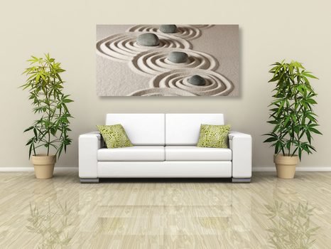 KÉP ZEN KÖVEK HOMOKBAN - FENG SHUI KÉPEK - KÉPEK