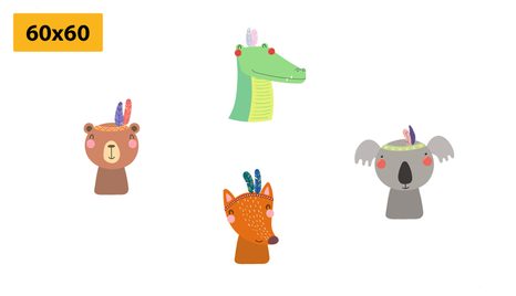 SET OBRAZŮ ROZTOMILÍ ZVÍŘECÍ INDIÁNI - SESTAVY OBRAZŮ - OBRAZY