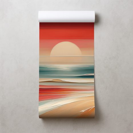 TAPETE ABSTRAKTER SONNENUNTERGANG ÜBER DEM OZEAN - TAPETEN SONNENAUFGANG UND SONNENUNTERGANG - TAPETEN