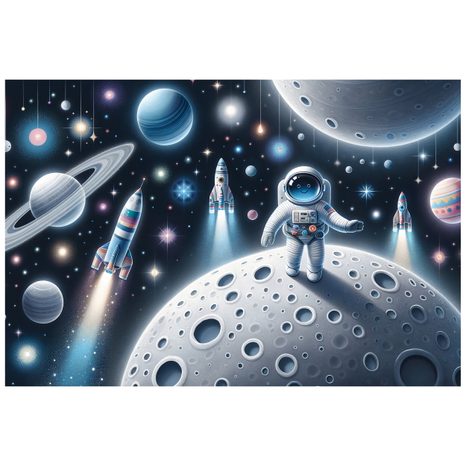 TAPETA DĚTSKÝ VESMÍR S ASTRONAUTY - DĚTSKÉ TAPETY - TAPETY