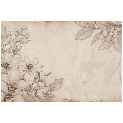 TAPET ILUSTRAȚII FLORALE VINTAGE PE FUNDAL BEJ - TAPET FLORI - TAPETURI