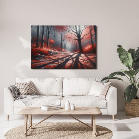 OBRAZ CESTA RUDÝM LESEM - OBRAZY LES - OBRAZY