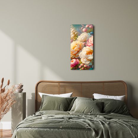 WANDBILD BUNTE PFINGSTROSEN IN VOLLER BLÜTE - BILDER BLUMEN - BILDER