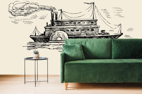 SAMOLEPÍCÍ TAPETA VELKOLEPÁ LOĎ V RETRO PROVEDENÍ - SAMOLEPÍCÍ TAPETY - TAPETY