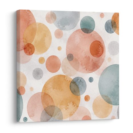 TABLEAU SUR TOILE – CERCLES SUPERPOSÉS À L’AQUARELLE - IMAGES FORMES ABSTRAITES - TABLEAUX