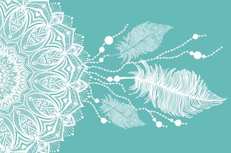 TAPETE MAGISCHES MANDALA AUF GRÜNEM HINTERGRUND - TAPETEN MIT FENG SHUI-MOTIVEN - TAPETEN