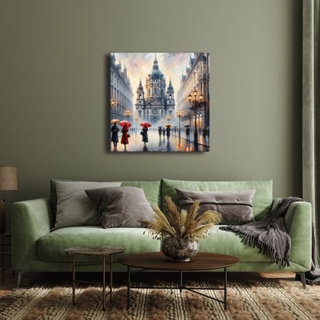 OBRAZ KATEDRÁLA V DEŠTI - OBRAZY MĚSTA - OBRAZY