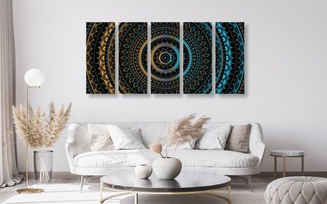 5-DIELNY OBRAZ MANDALA SO VZOROM SLNKA - OBRAZY FENG SHUI - OBRAZY