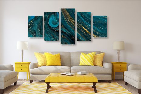 TABLOU 5-PIESE ABSTRACȚIE SMARALD - TABLOURI - 🔥 REDUCERE TOTALÃ 🔥