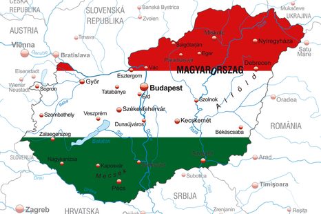 QUADRO IN SUGHERO – MAPPA DELL'UNGHERIA NEI COLORI DELLA BANDIERA - QUADRI SU SUGHERO - STAMPE E QUADRI