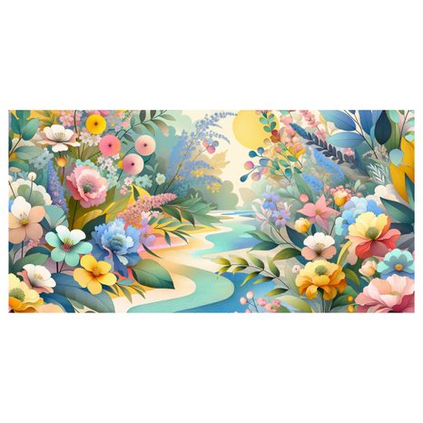 WANDBILD FRÜHLINGSBLUMEN AM FLUSS - BILDER BLUMEN - BILDER