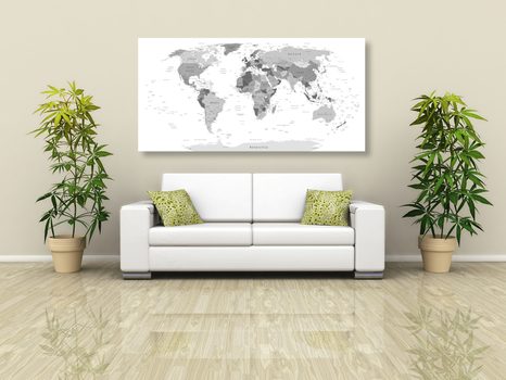 TABLOU HARTA ÎN ALB-NEGRU CU DENUMIRI - TABLOURI CU HĂRȚI - TABLOURI