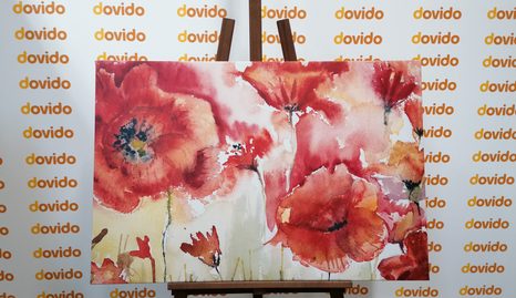 STAMPA SU TELA – PAPAVERI ROSSI SUL CAMPO - QUADRI DI FIORI - STAMPE E QUADRI