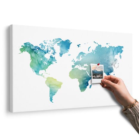 OBRAZ NA KORKU MAPA SVĚTA V AKVARELOVÉM PROVEDENÍ - OBRAZY NA KORKU - OBRAZY