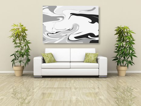 WANDBILD ABSTRAKTES MUSTER IN SCHWARZ-WEISS - SCHWARZ-WEISSE BILDER - BILDER