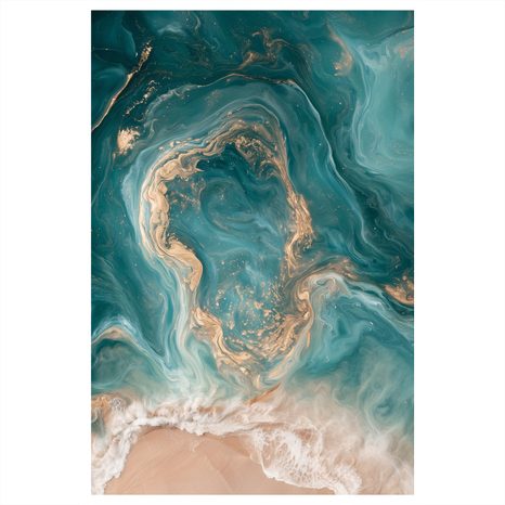 CANVASTAVLA ABSTRAKT OCEAN I SANDTONER - TAVLOR MED HAV OCH STRAND - TAVLOR