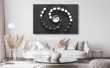 WANDBILD HARMONISCHES YIN UND YANG - SCHWARZ-WEISSE BILDER - BILDER