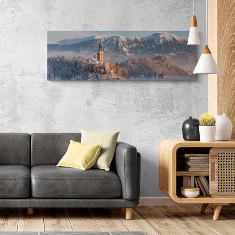 OBRAZ KOSTEL U JEZERA BLED VE SLOVINSKU - OBRAZY PŘÍRODY A KRAJINY - OBRAZY