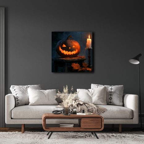 WANDBILD HALLOWEEN-KÜRBIS IM HALBDUNKEL - HALLOWEEN- UND HORROR-BILDER - BILDER