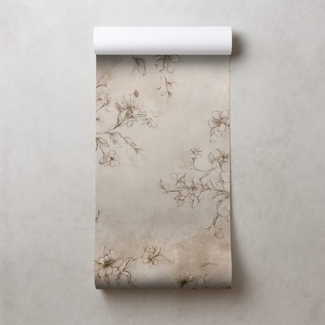 TAPET DESENE FLORALE VINTAGE ÎN BEJ - TAPET FLORI - TAPETURI