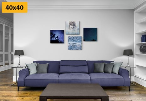 CANVAS PRINT SET LONE WOLF - SET OF PICTURES - PICTURES