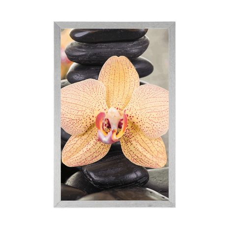PLAKAT ŽUTA ORHIDEJA I ZEN KAMENJE - FENG SHUI - PLAKATI