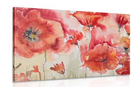 CANVAS PRINT RED POPPIES ON THE FIELD