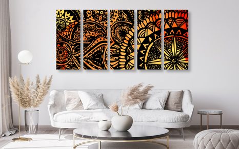 5-DIELNY OBRAZ AKVARELOVÁ MANDALA - OBRAZY FENG SHUI - OBRAZY