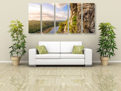 5-RÉSZES KÉP KILÁTÁS AZ ELBA FOLYÓRA - TERMÉSZET- ÉS TÁJKÉPEK - KÉPEK