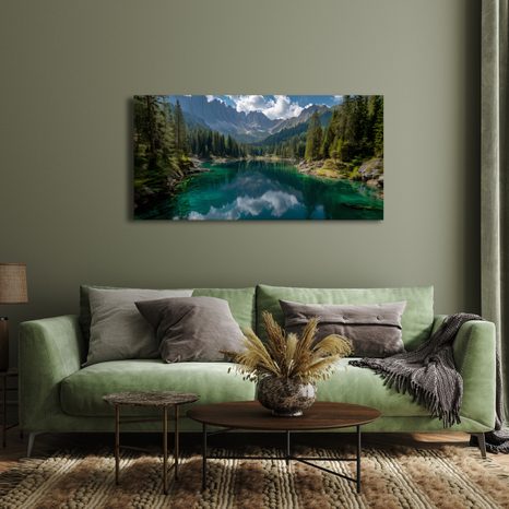 WANDBILD SPIEGELUNG DER BERGE IM SEE - BILDER SEEN - BILDER