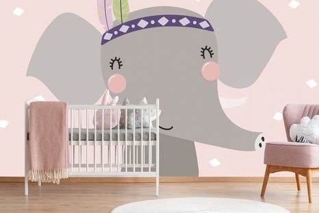 TAPETA SLŮNĚ S INDIÁNSKÝMI PEŘÍČKY - DĚTSKÉ TAPETY - TAPETY