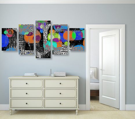 5-DIJELNA SLIKA APSTRAKTNA KOMPOZICIJA - APSTRAKTNE SLIKE - SLIKE