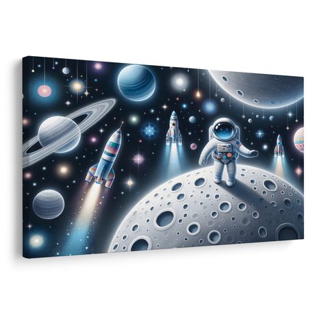 TABLOU ASTRONAUT PENTRU COPII PE LUNĂ - TABLOURI PENTRU COPII UNIVERSUL - TABLOURI