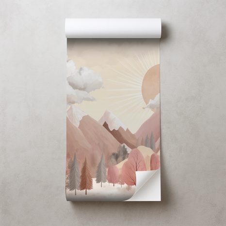 SAMOLEPÍCÍ TAPETA PASTELOVÉ HORSKÉ PANORAMA - DĚTSKÉ TAPETY - TAPETY