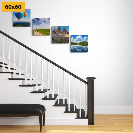 SET DI QUADRI – VOLO IN MONGOLFIERA SULLA TERRA - COLLEZIONI DI QUADRI - STAMPE E QUADRI