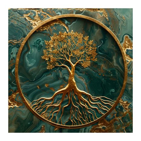 FOTO OP CANVAS LEVENSBOOM IN CIRKEL VAN ELEGANTIE - SCHILDERIJEN - MEGA UITVERKOOP TOT 70% 🔥