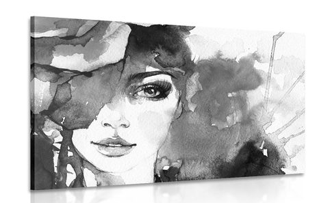 WANDBILD ABSTRAKTES FRAUENPORTRÄT IN SCHWARZ-WEISS - BILDER - 🔥 TOTALAUSVERKAUF