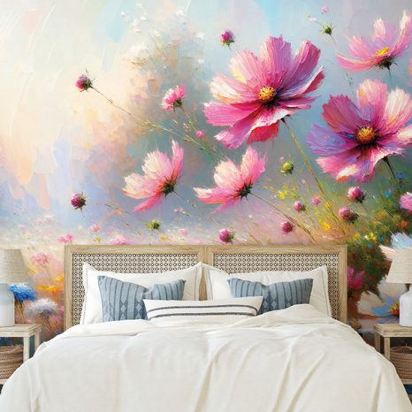 SAMOLEPÍCÍ TAPETA BAREVNÉ LUČNÍ KVĚTY V ROZKVĚTU - TAPETY POLE A LOUKY - TAPETY