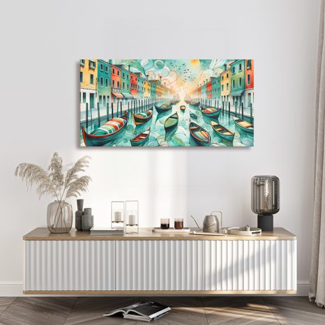 WANDBILD VENEZIANISCHER KANAL VOLLER LEBEN UND FARBE - BILDER VON STÄDTEN - BILDER